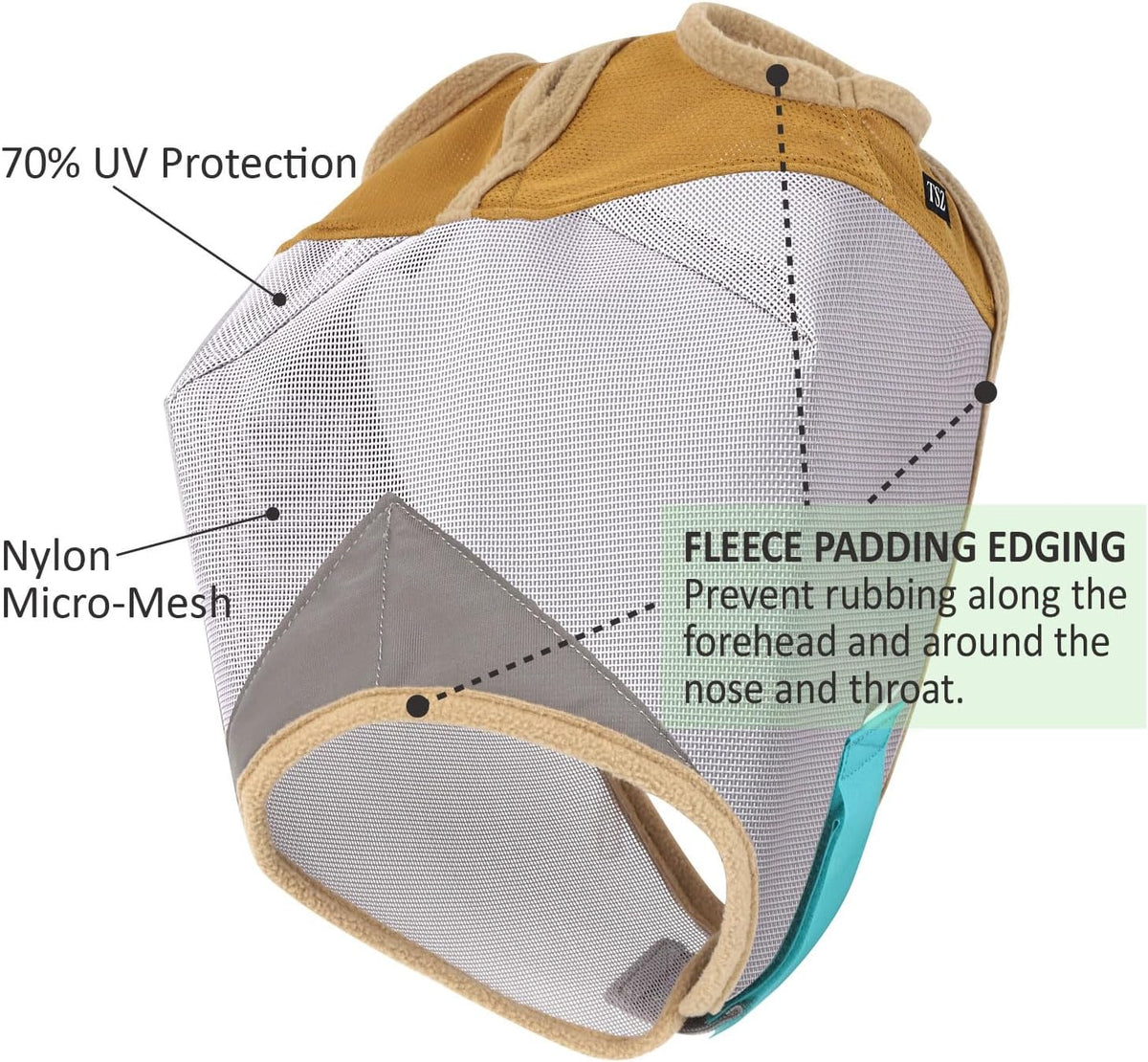 Fly Masks for Horses, 70% Uv-Block, Breathable Fly Mask for Equines, Durable, Comfortable Fit for