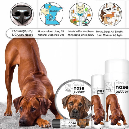 The Blissful Dog Rhodesian Ridgeback Nose Butter for Dry, Cracked Skin, Lick-Safe Dog Nose Balm