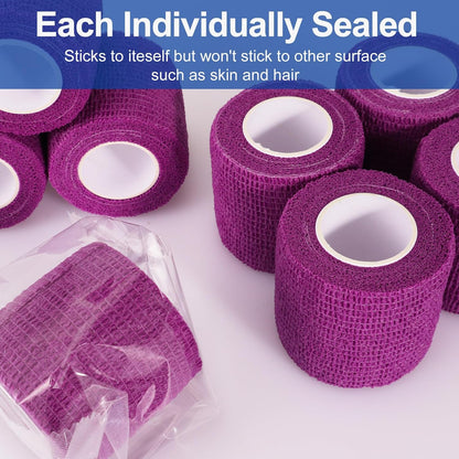 24 Pack 2 Inch x 5 Yards Self Adhesive Bandage Wrap, Elastic Cohesive Wrap 2 inch Vet Wrap Bandage