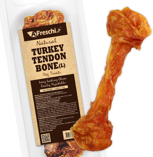 AFreschi Turkey Tendons for Dogs, USA-Sourced, Healthy Dog Treats, Rawhide-Free Puppy Chews, Long