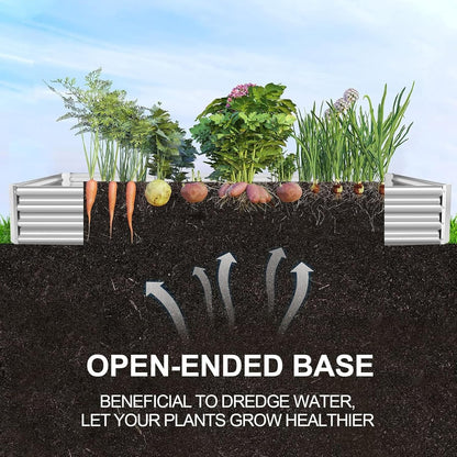 Land Guard 12×4×1ft Galvanized Raised Garden Bed Kit for Vegetables 2 Pack, Galvanized Super Large