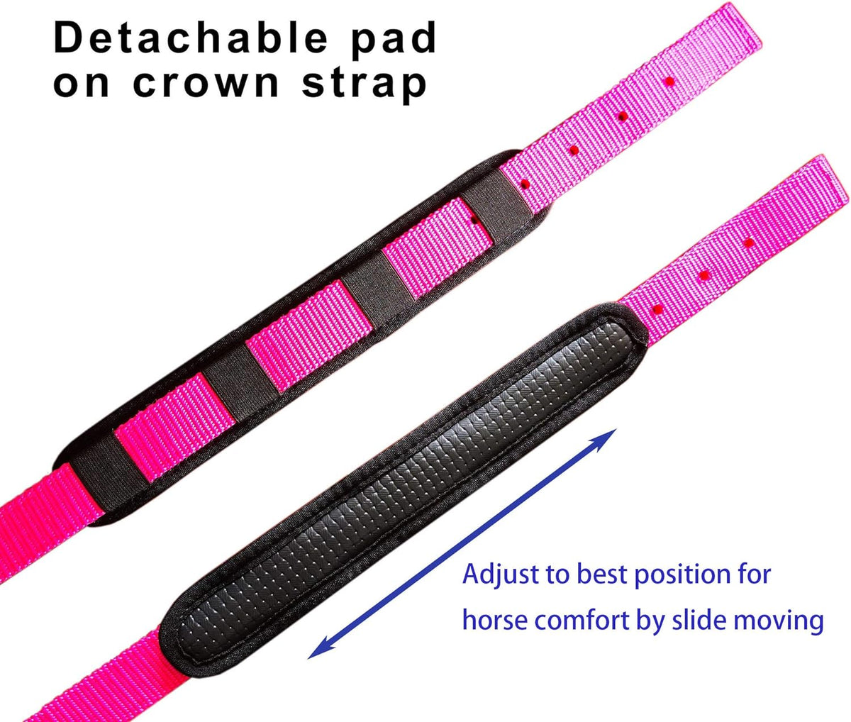 T TEKE Adjustable Horse Halters by Heavy Duty Soft Nylon, Padded with Anti-rubbing Waffle Neoprene