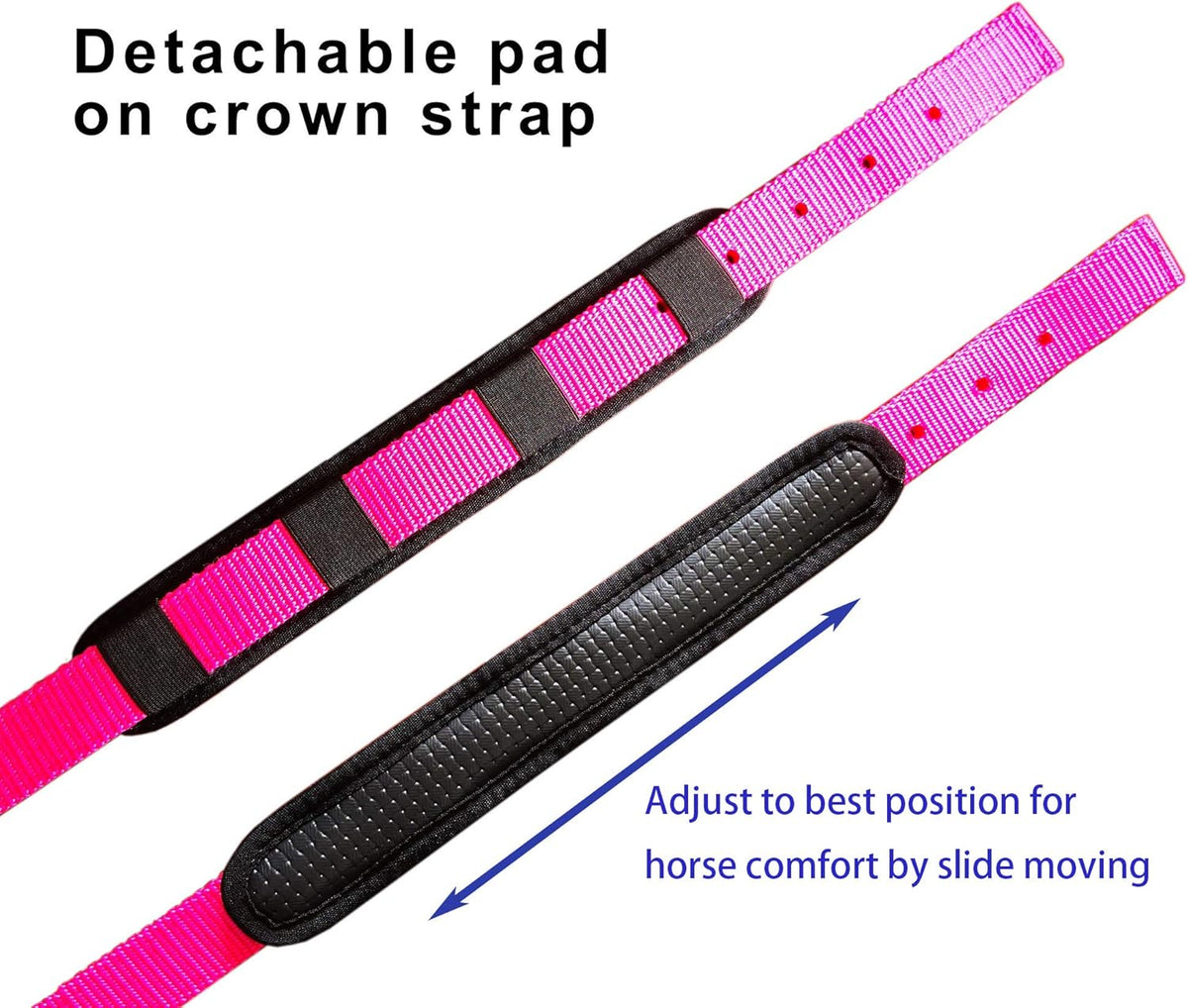 T TEKE Adjustable Horse Halters by Heavy Duty Soft Nylon, Padded with Anti-rubbing Waffle Neoprene
