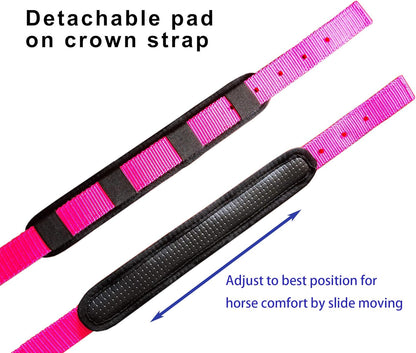 T TEKE Adjustable Horse Halters by Heavy Duty Soft Nylon, Padded with Anti-rubbing Waffle Neoprene