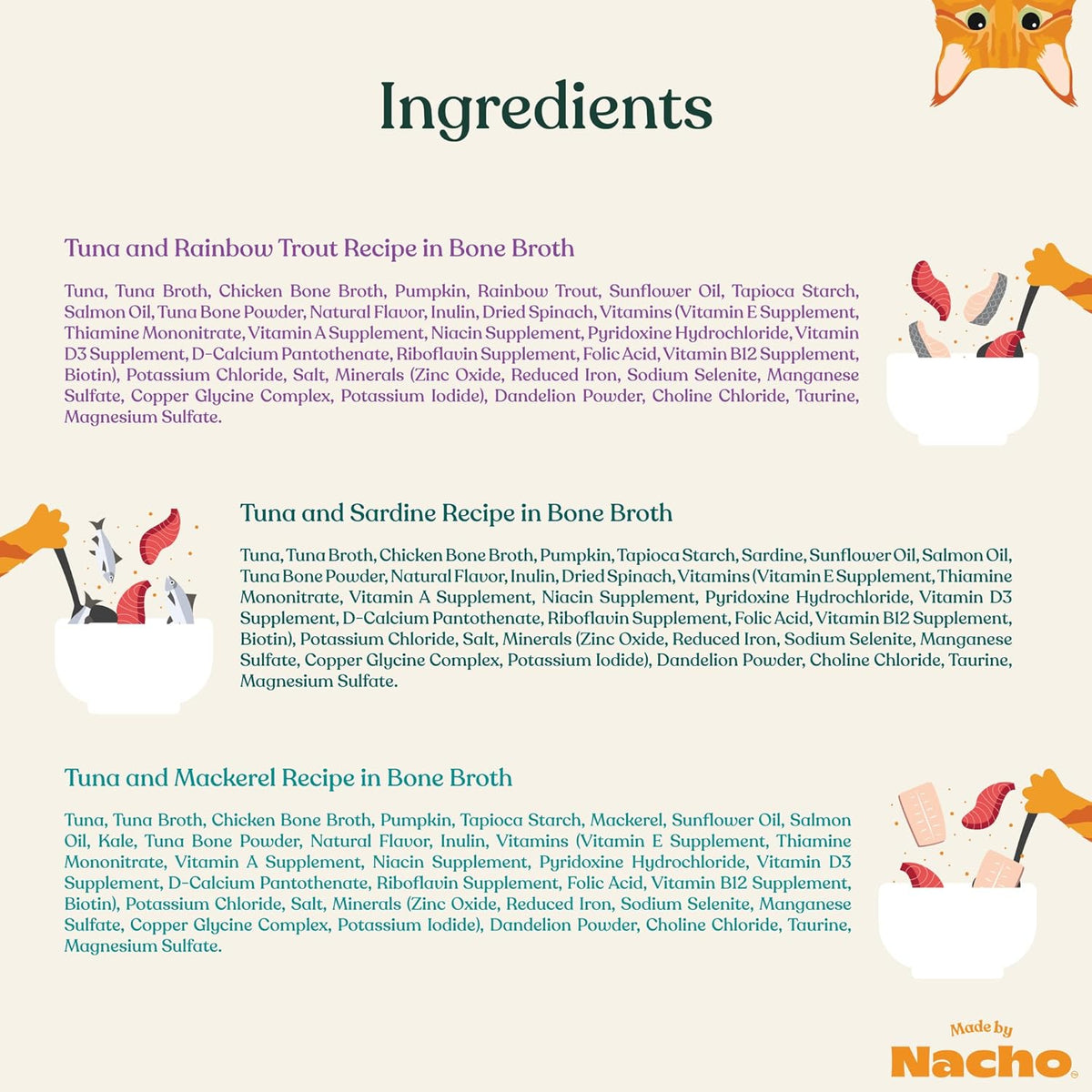 Made by Nacho Flaked Filets Recipe in Bone Broth, Grain-Free Chef's Selects Wet Food for Cats