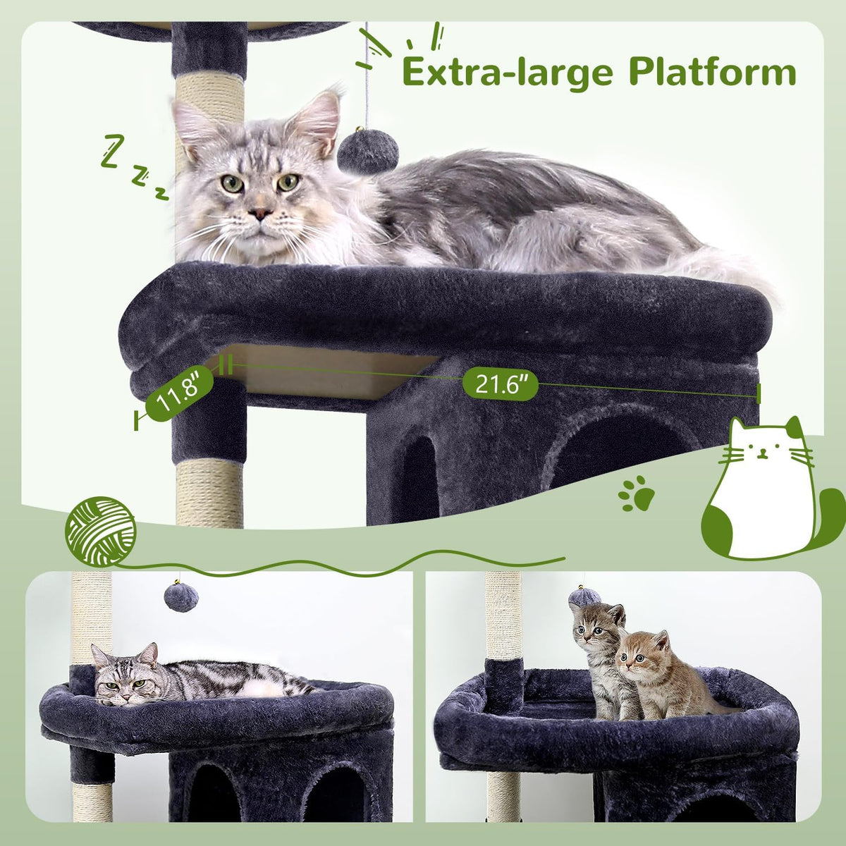 Globlazer Heavy Duty Cat Trees for Large Cats, Sturdy 72in Maine Coon Cat Tree for Large Cats 20