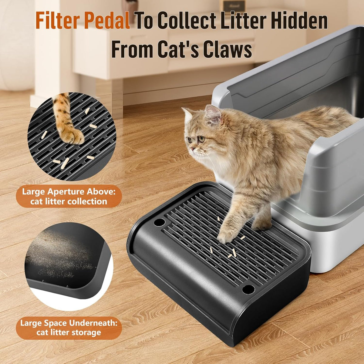 Cat Litter Box Step, Cat Litter Box Ramp Mat with Filter Function for Self-Cleaning Cat Litter Box