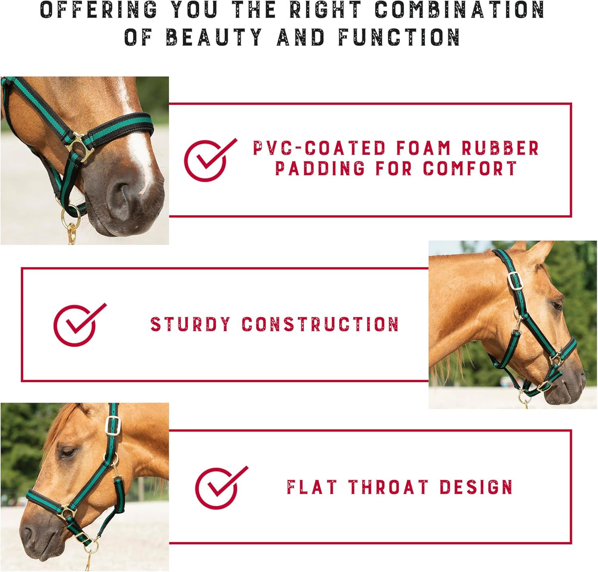 Weaver Leather Nylon Horse Halter, Padded and Adjustable, Chin and Throat Snap Hook Halters for