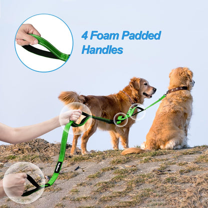 PetBonus Double Dog Leash, No Tangle Dual Leash, Reflective Walking Training Lead, 4 Comfortable