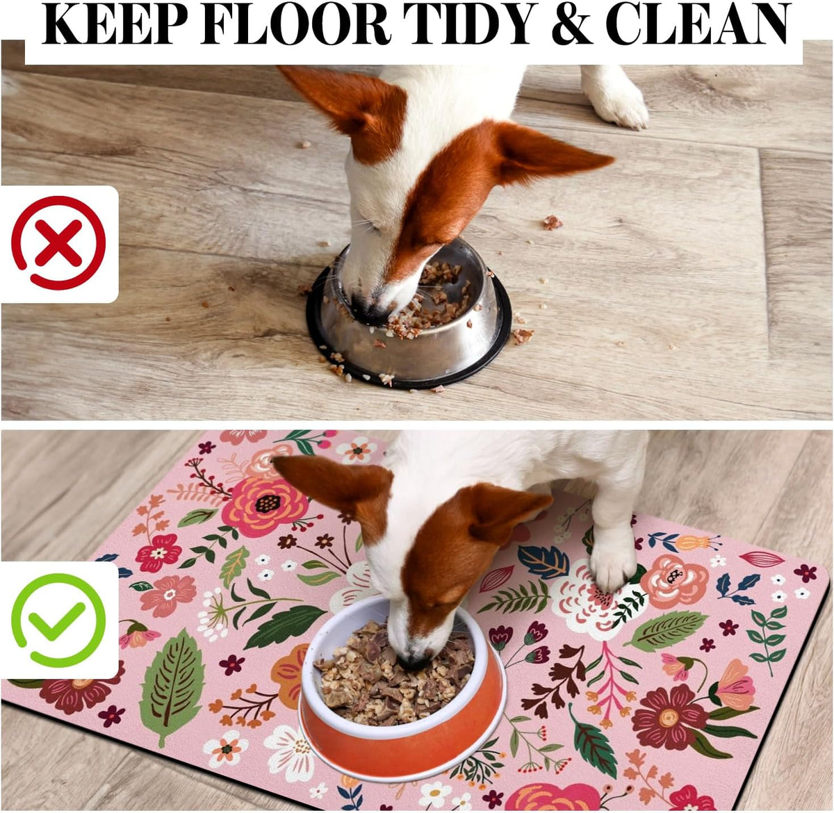 Dog Food Mats for Floors, Absorbent Dog Bowl Mat for Food and Water Dispenser Mat, Quick Dry Cat