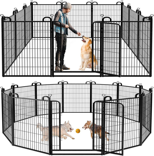 Dog Playpen Outdoor 12 Panels Heavy Duty Dog Fence 47" Height Anti-Rust with Doors Portable for RV