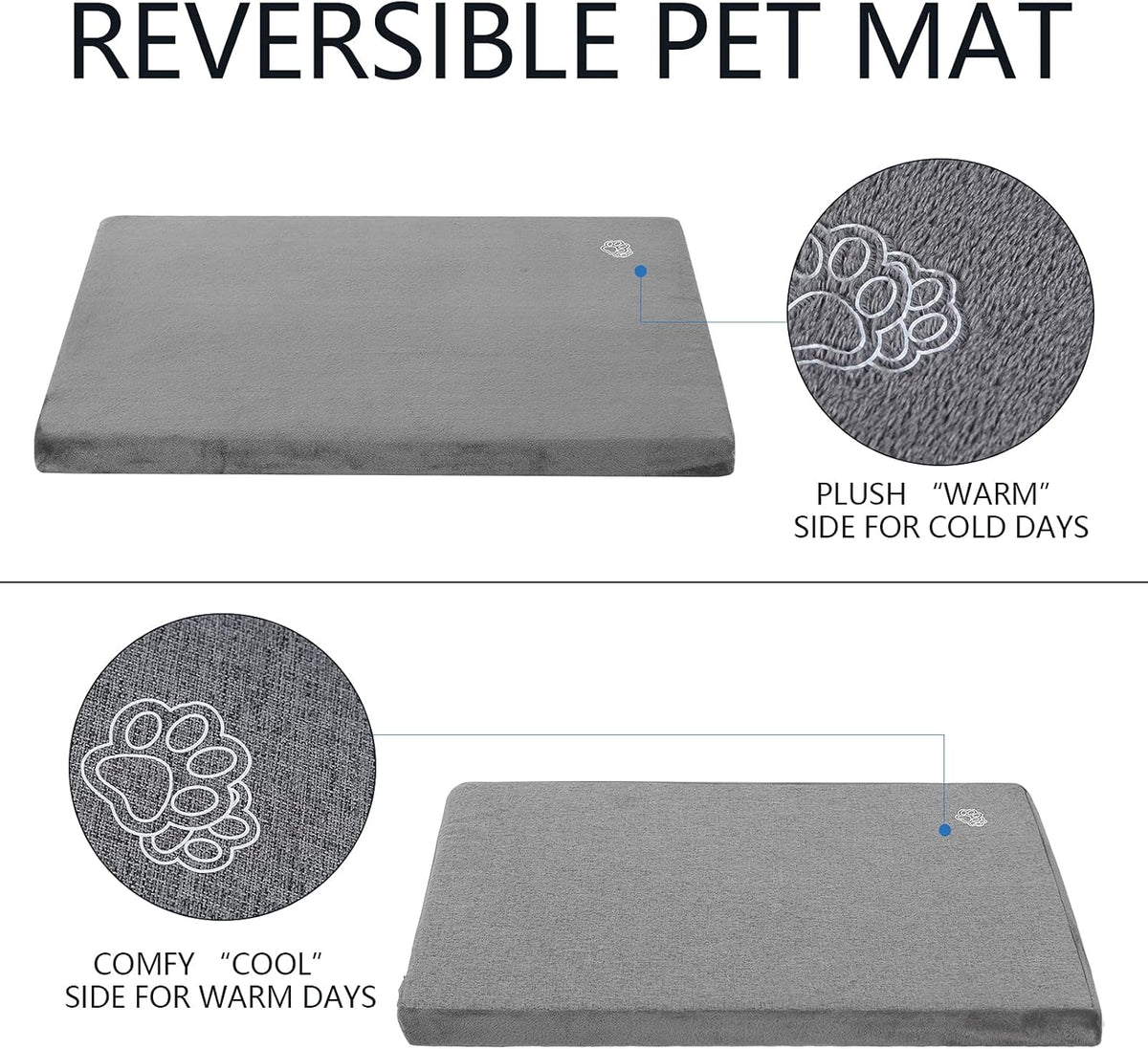 EMPSIGN Stylish Dog Bed Mat Dog Crate Pad Mattress Reversible (Cool & Warm), Water Proof Linings