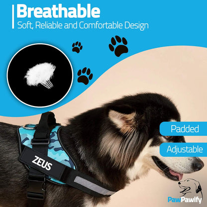 PawPawify Custom No Pull Dog Harness with Name and Phone Number, Heavy Duty Personalized Pet Vest