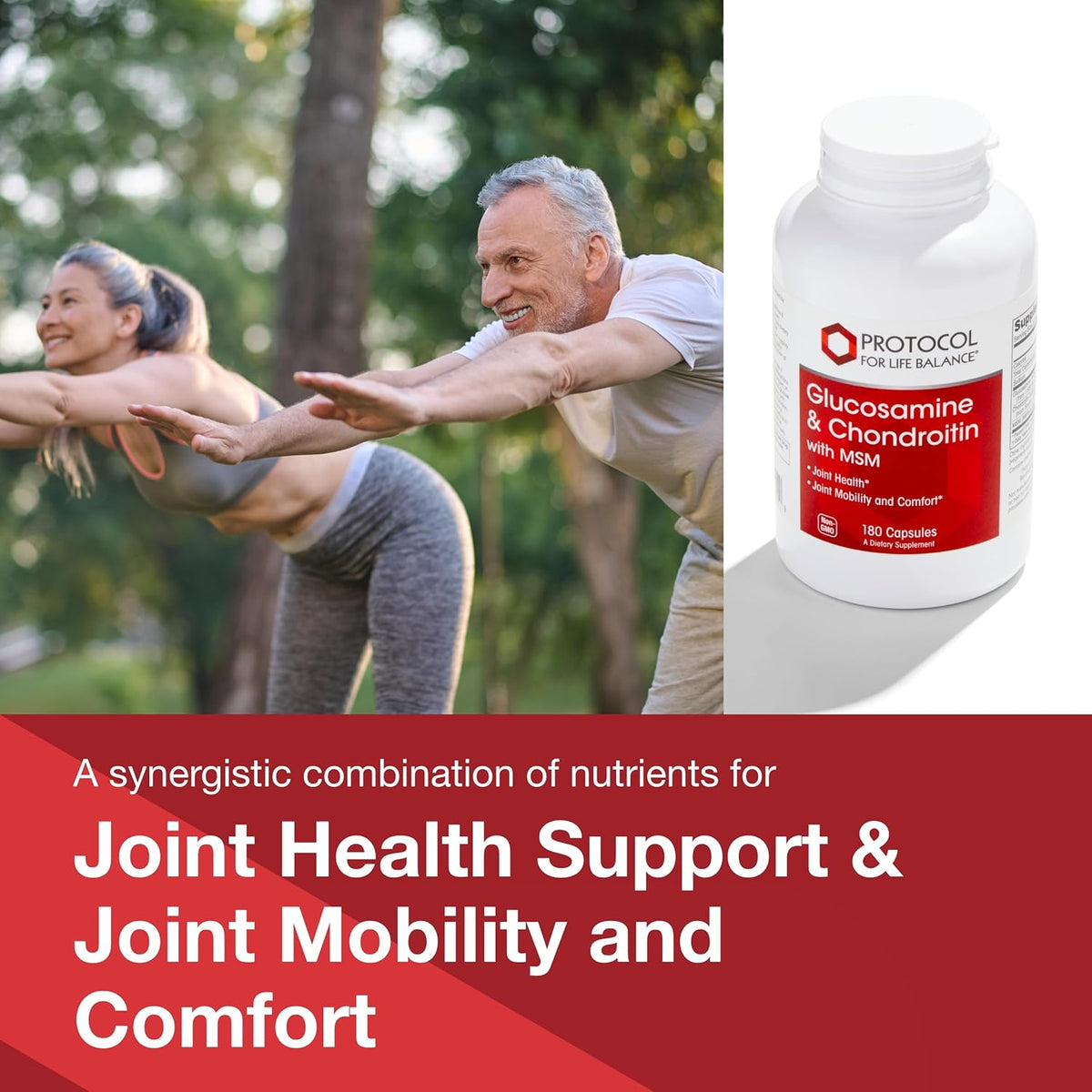 Protocol Glucosamine & Chondroitin with MSM - Joint Support* - Chondroitin MSM Supplement - Non-GMO