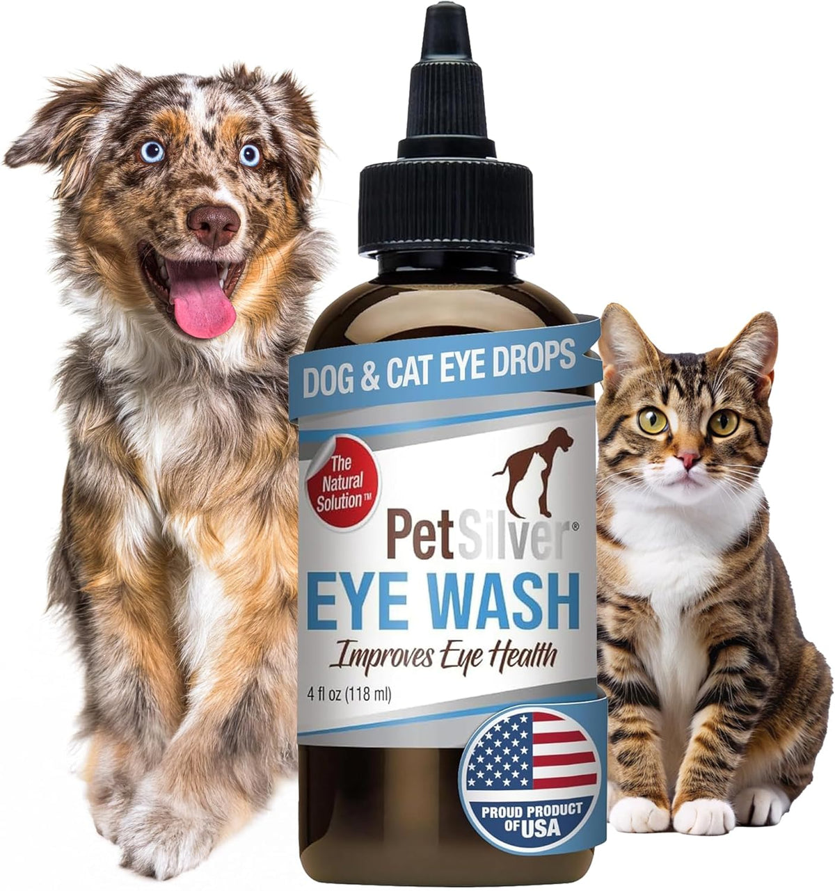 PetSilver Eye Drops for Dogs and Cats - Natural Dog Eye Wash - Relief for Inflammation & Irritation