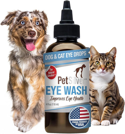 PetSilver Eye Drops for Dogs and Cats - Natural Dog Eye Wash - Relief for Inflammation & Irritation