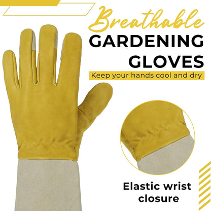 HANDLANDY Rose Pruning Gardening Gloves for Men Women, Thorn Proof Forearm Protection Leather