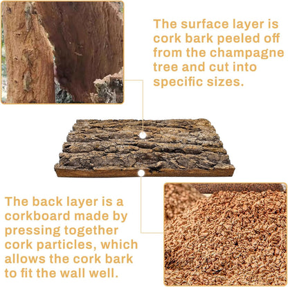 Tfwadmx Terrarium Cork Bark Background, 11.8"x15.75" Thickened Reptile Tank Tree Backdrop Wall