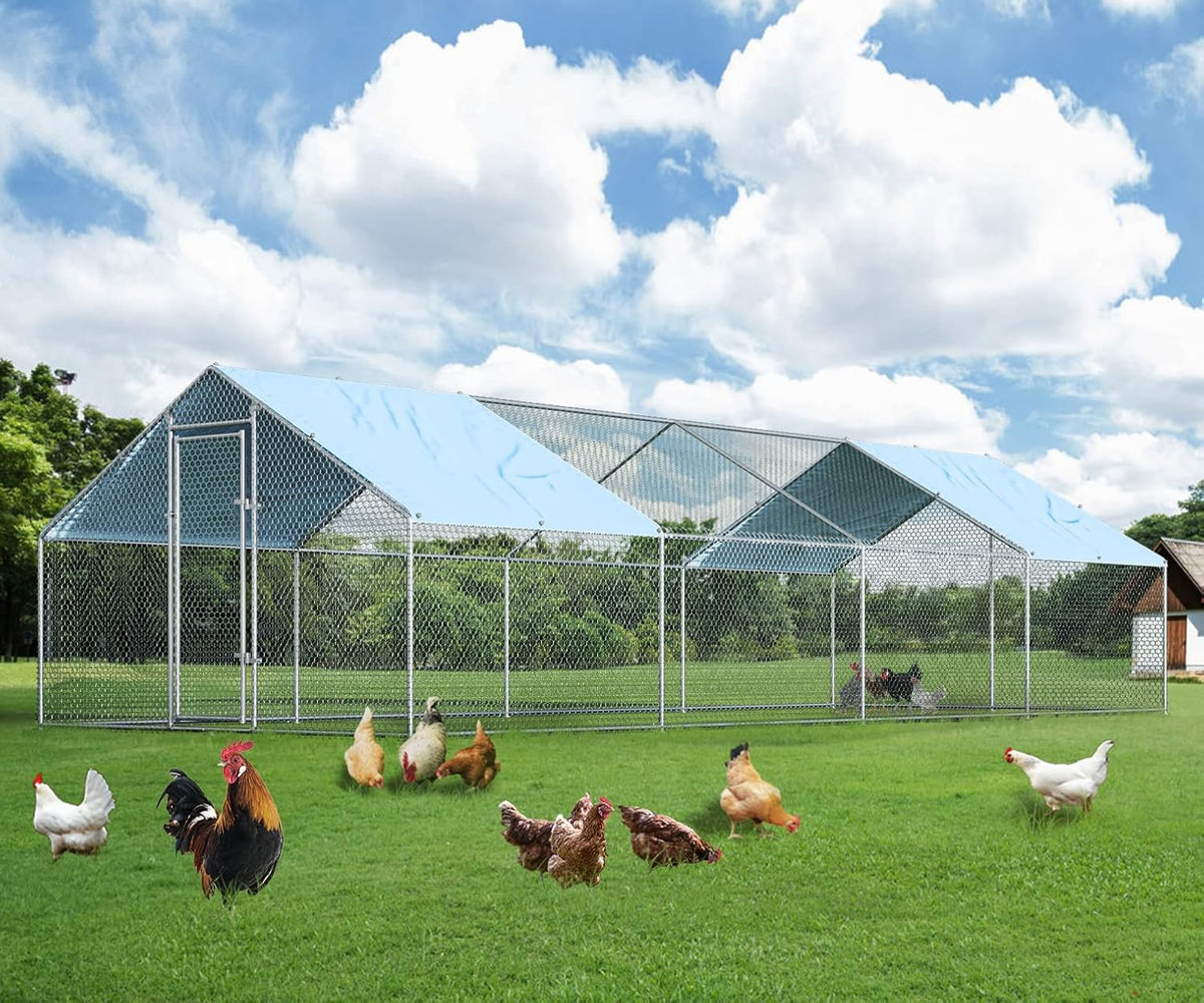 1.26’’ Large Metal Chicken Coop Walk in, Chicken Pen for Chickens, Outdoor Chicken Runs Coops Dog
