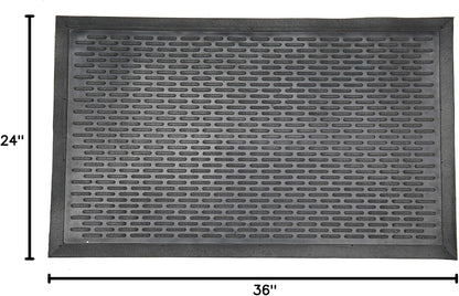 Indoor/Outdoor Hose-Wash Ribbed Design Non-Slip Rubber 2x3 Modern Entryway Mat for Entryway, Patio