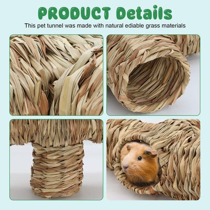 BWOGUE Hamster Grass Tunnel Toy Nature's Hideaway Guinea Pig Tunnels and Tubes Toys for Rats,Syrian