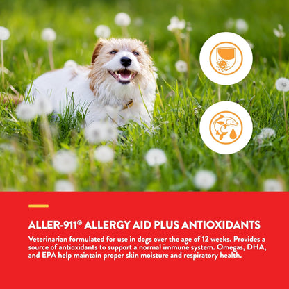 NaturVet Aller-911 Advanced Allergy Aid for Dogs, Cats – Antioxidant-Rich Pet Supplement with