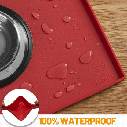 Hubulk Dog Feeding Mat,100% Waterproof Food Grade Silicone Pet Food and Water Bowl