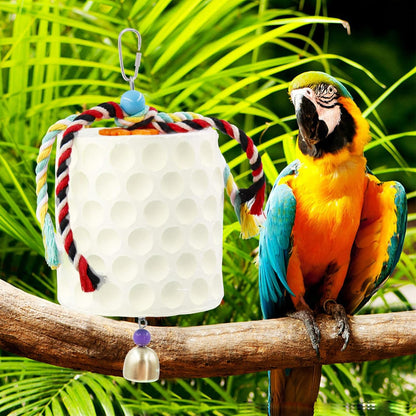 Extra Large Bird Chewing Toy, Parrot Beak Grinding Calcium Stone with Bells, Bird Cage Accessories