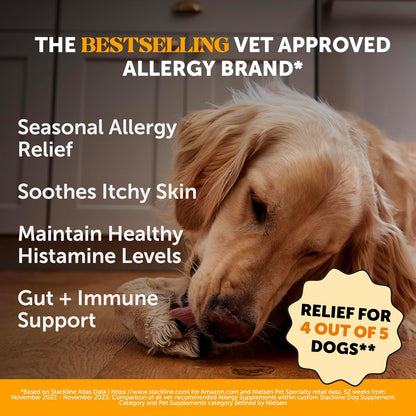 Pet Honesty Dog Allergy Itch Relief - Advanced Itch Supplement with Probiotics for Dogs - Immune