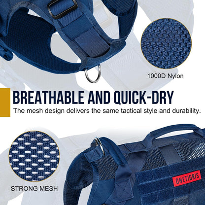 OneTigris Tactical Dog Harness for Small Medium Large Dogs, Mesh Design Service Dog Vest Breathable