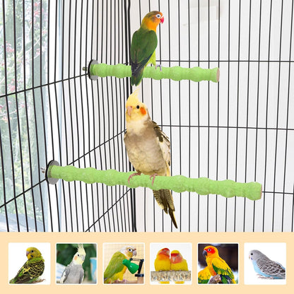 Hypeety 2PCS Bird Wood Perch Stand Parrot Paw Grinding Stick Toy Pet Bird Cage Stand Platform for