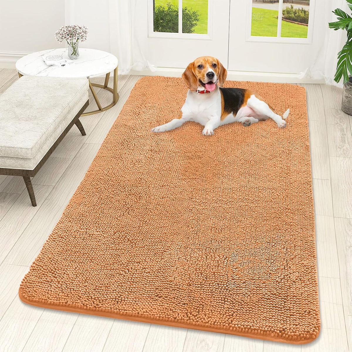 OLANLY Dog Door Mat for Muddy Paws 59x32, Absorbs Moisture and Dirt, Absorbent Non-Slip Washable