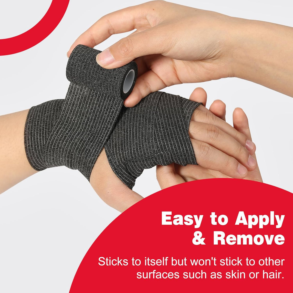 AZEN 8 Pack Self Adhesive Bandage Wrap, 2" X 5 Yards Elastic Cohesive Bandage Wrap, Black Athletic