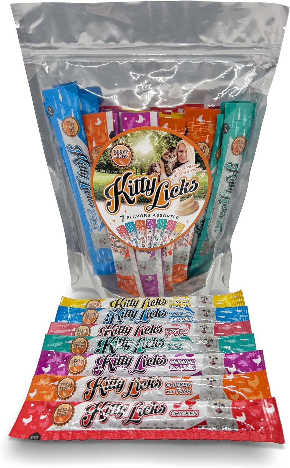 Kitty Licks Chicken and Tuna Varieties (28 Tubes) Chicken and Tuna Varieties 4 Tubes X 7 Flavors