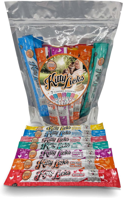 Kitty Licks Chicken and Tuna Varieties (28 Tubes) Chicken and Tuna Varieties 4 Tubes X 7 Flavors