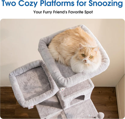MWPO 70.1-Inch Large Cat Tree, Multi-Level Tall Cat Tower for Indoor Cats, Plush Cat Condo with Big