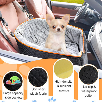 Dog Car Seat for Small Dogs, Memory Foam Booster Dog Seat for Dogs up to 35 lbs, Elevated Pet Car