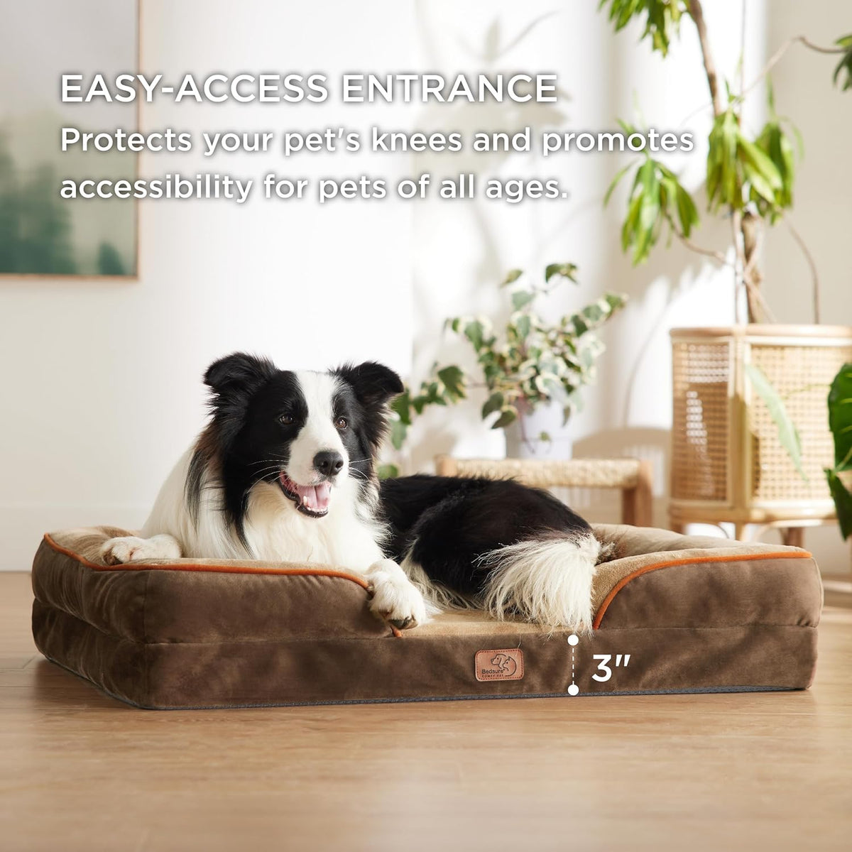 Bedsure L Plus Orthopedic Dog Bed for Large Dogs - Washable Dog Cat Bed Waterproof, L Plus Big