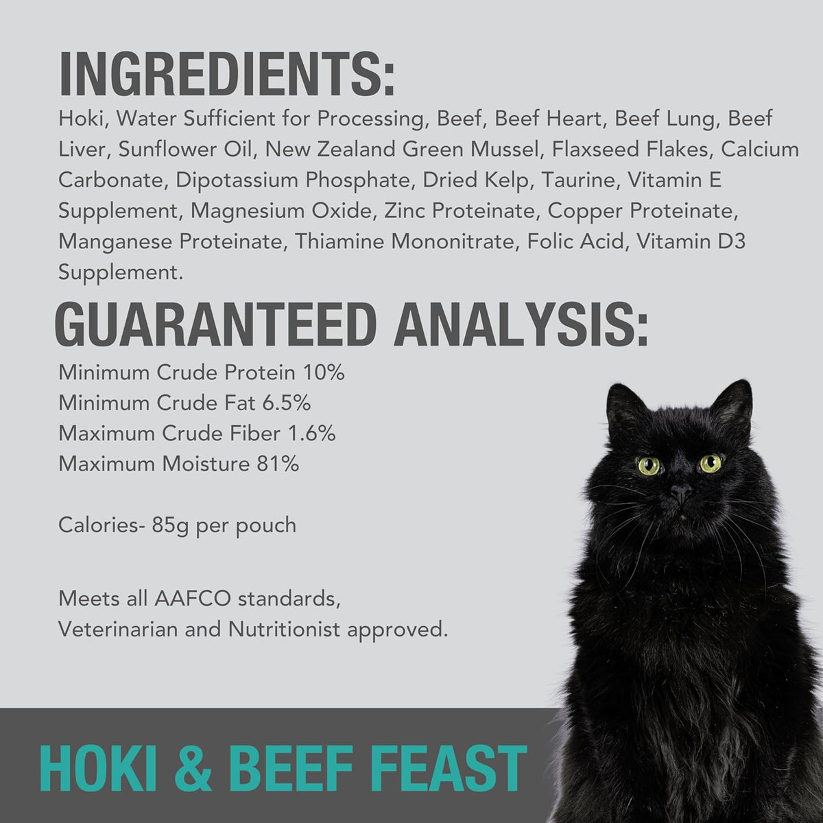 Feline Natural Wet Cat Food Pouch - Hoki & Beef Feast, Grain-Free, Grass-Fed & Sustainably Sourced