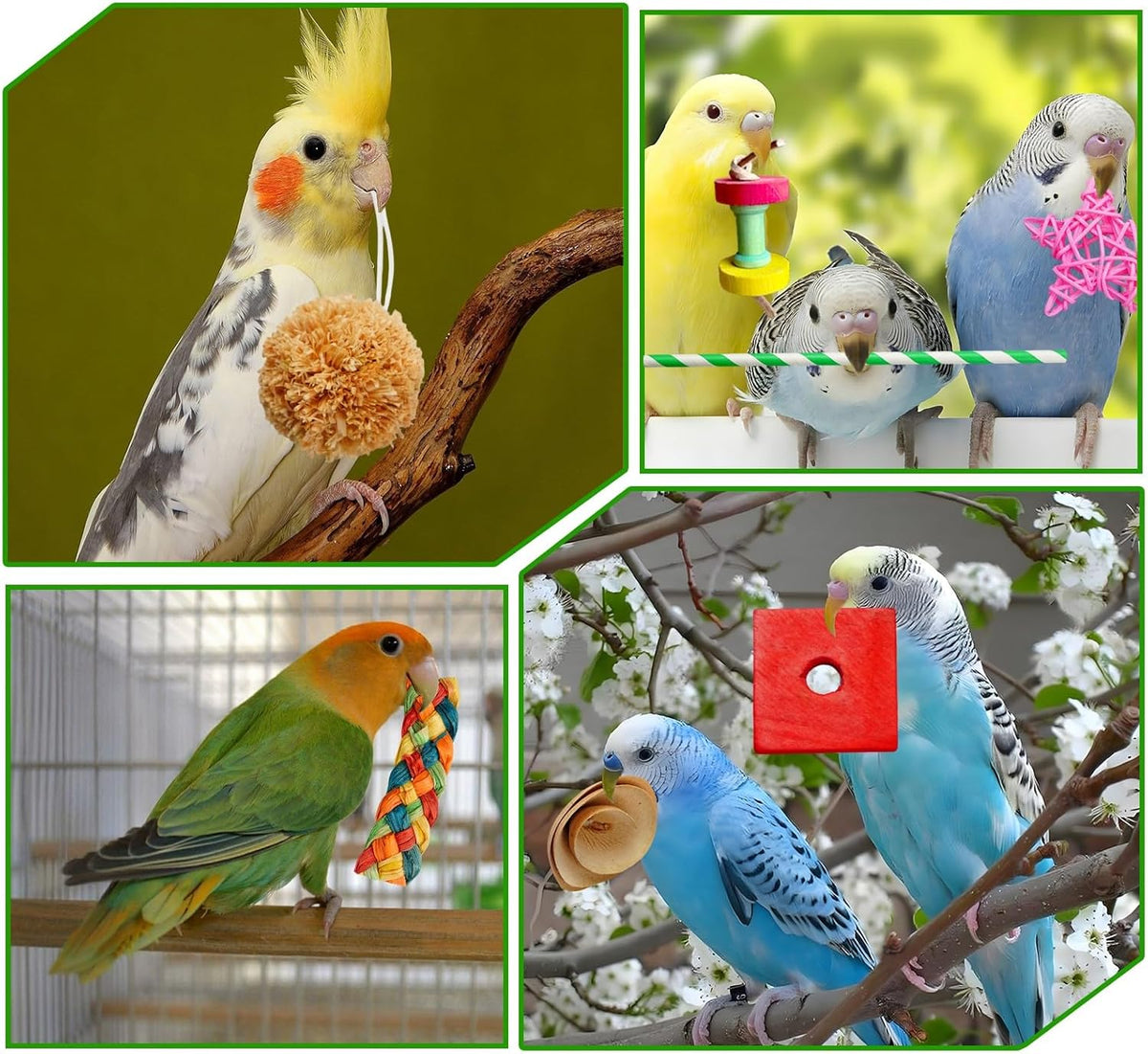 Bird Toys, Colorful Birds Foraging & Shredded Toy Boxs, Rattan Weaving Safe Parrot Toys, for