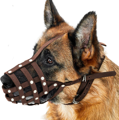 CollarDirect Dog Muzzle German Shepherd Dalmatian Doberman Setter Leather Basket Medium Large