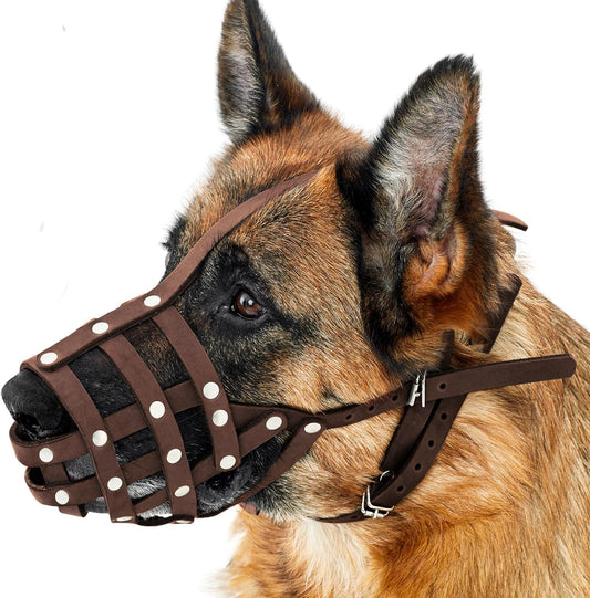 CollarDirect Dog Muzzle German Shepherd Dalmatian Doberman Setter Leather Basket Medium Large