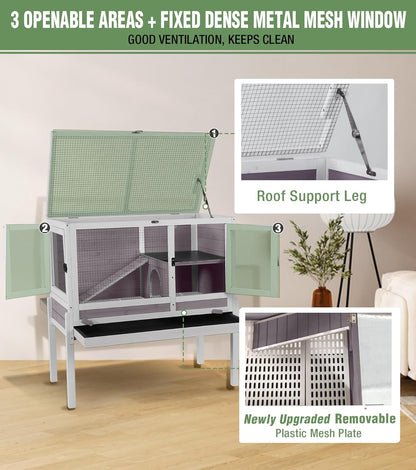 GUTINNEEN Guinea Pig Cage Rabbit Cage Indoor with Chew-Proof Edges, Clean Deep Tray, Leakproof PVC