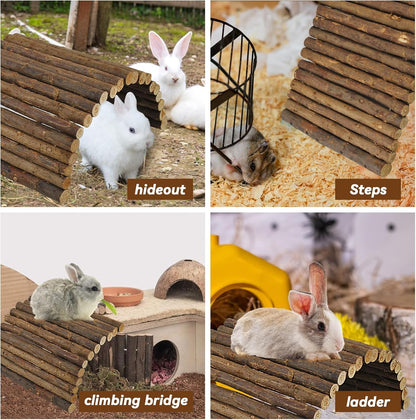 kathson Rabbit Bridge Wooden Hamster Climbing Tunnel Bunny Extra Large Ladder Wood Flexible Hideout