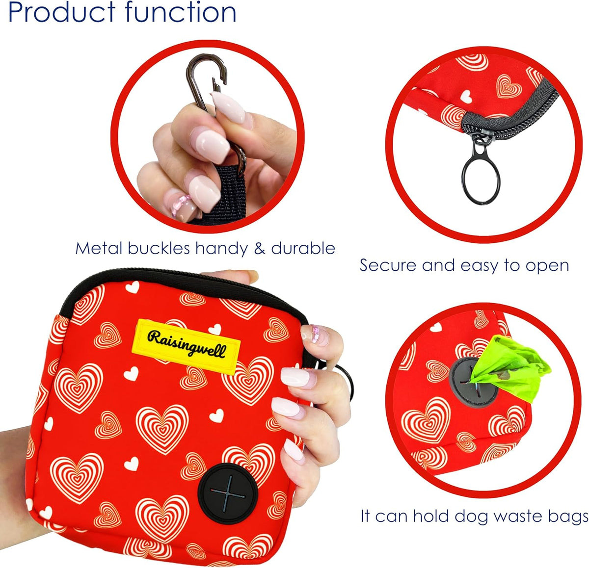 Dog Treat Pouch for Pet Walking and Training with Clicker Poop Bags Small Fanny Zipper Pack Holder