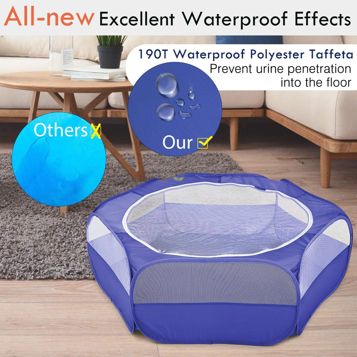 Pawaboo Small Animals Playpen, Waterproof Small Pet Cage Tent with Zippered Cover, Portable Outdoor