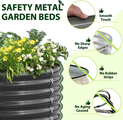 A ANLEOLIFE 8X4X1.5 ft Galvanized Raised Garden Beds Outdoor, Oval Large Metal Planter Box for