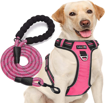 No Pull Dog Harness Adjustable Reflective Oxford Easy Control Medium Large Harness with A Free