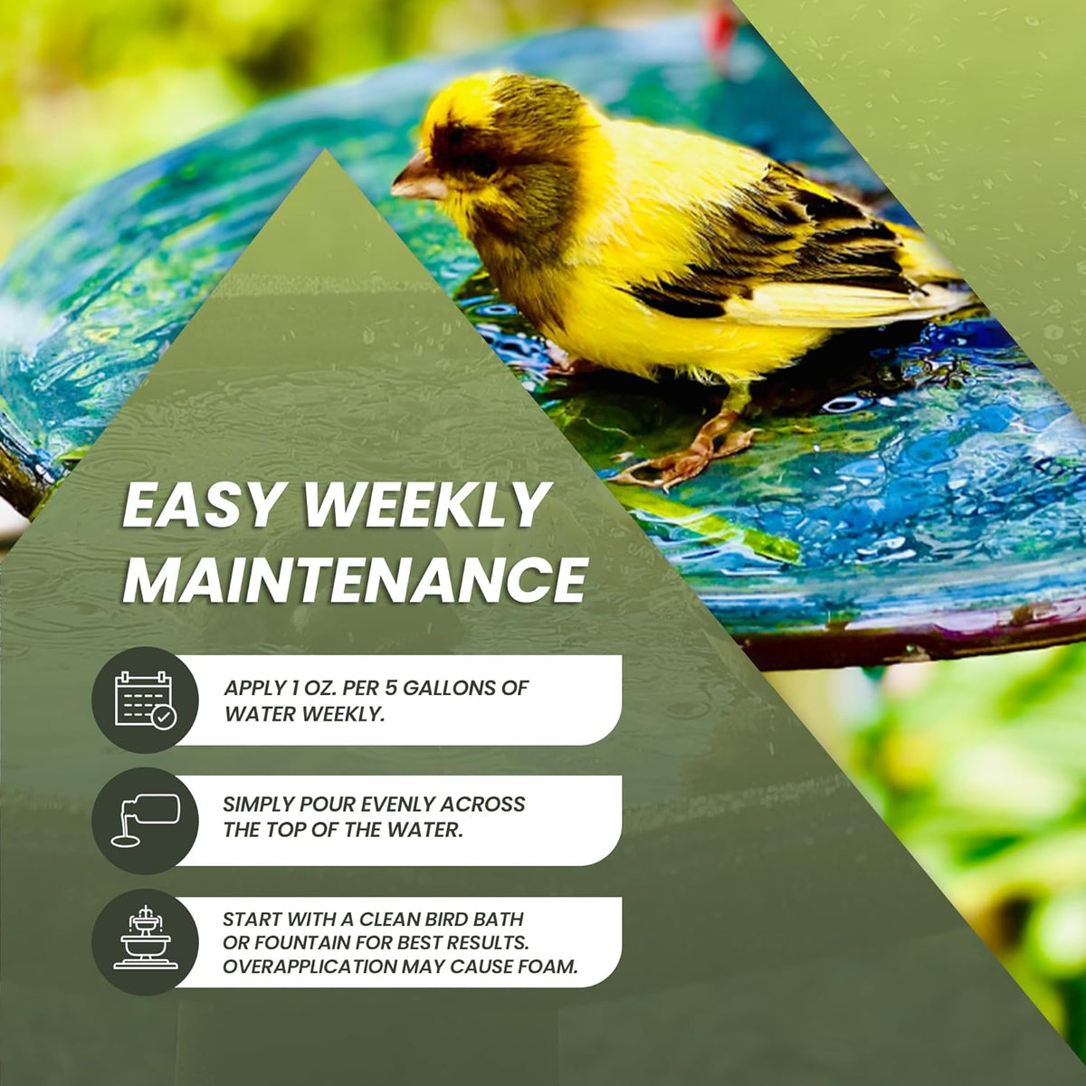 16oz Bird Bath Cleaner, Cleans 80 Gallons of Water, Ideal Fountain Cleaner Safe for Birds, Bird