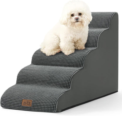 Dog Stairs for High Bed 22.6" H, Small Dog Step for Puppy, Older or Cat, Curved Ramp for Car